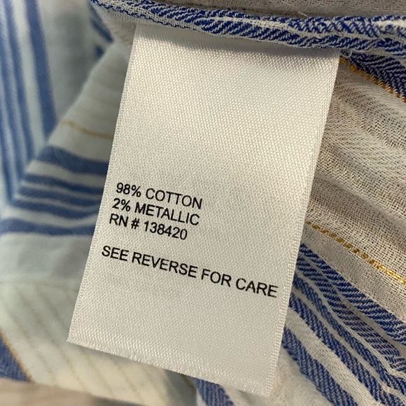 Etcetera White Blue/Metallic Striped Blouse - Picture 9 of 10